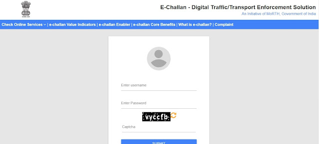E Challan Parivahan Online portal
